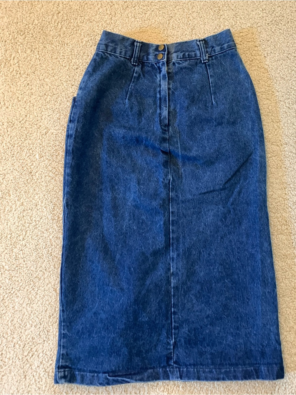 VTG Blue Denim Yoke Midi Skirt - Made in USA - Small - Picture 2 of 12
